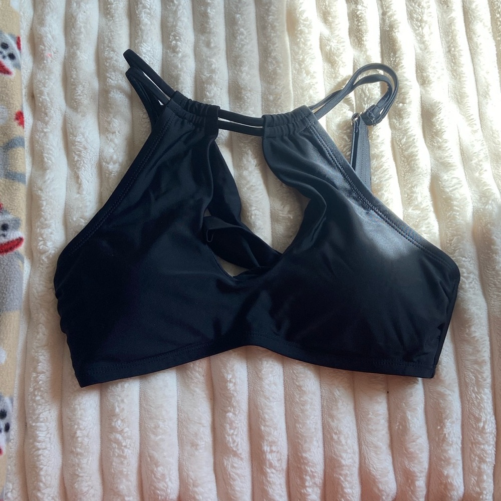 black, high neck bikini top